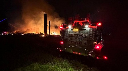 Large fire destroys mill building near Mass. border