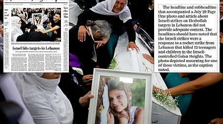 Washington Post apologizes over front page showing Israeli girl's funeral alongside misleading headline