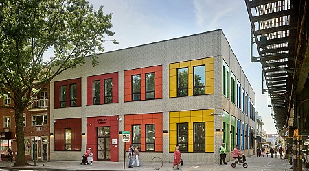 A Partially Constructed Commercial Building Transformed Into a Vibrant Public Preschool