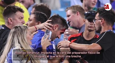 Otro vídeo de la vergüenza: Betancur abrió la cabeza del preparador físico de Uruguay con un botellazo