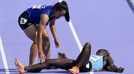 An Olympic sprinter fell during a race. The first person to help was her opponent
