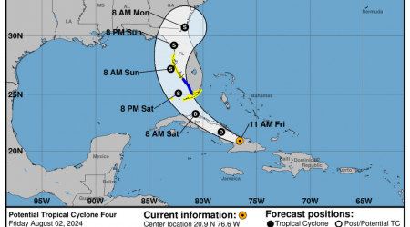Forecasters alert: a tropical storm warning and a tropical storm watch in effect for portions of Florida