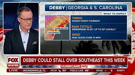 Debby likely to stall out over Georgia, South Carolina causing flooding