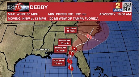 Tropical Storm Debby becomes the 4th named storm of the season