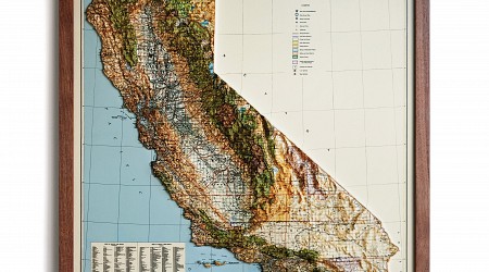 California 1944 3D Raised Relief Map