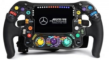 Sim Lab teams up with Mercedes to showcase a new $2,500 F1 sim-racing steering wheel