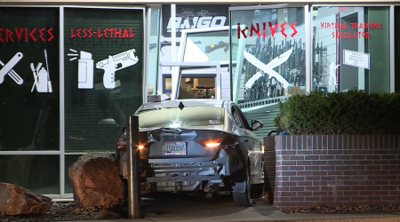 Car rams into front of two Colorado Springs gun stores