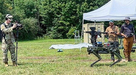 A 'robot dog' armed with an AI-enabled rifle for shooting down drones was tested at a US Army exercise