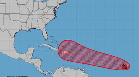 National Hurricane Center tracking tropical wave with 80% chance for development