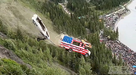 Incredible Footage of Cars Launching Off the Side of 300 Foot Alaskan Cliff on the 4th of July