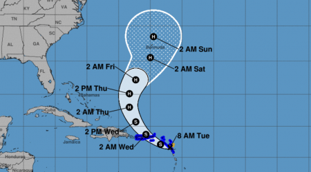 Maps show Tropical Storm Ernesto's path and forecast as it intensifies en route to Puerto Rico