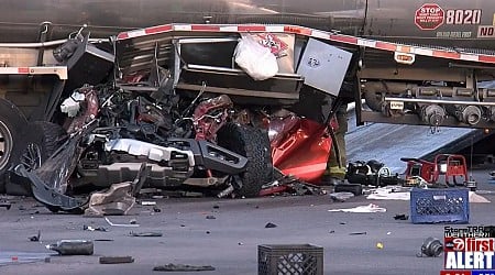 Texas Man Plows His Ford Raptor Into A Tanker Truck