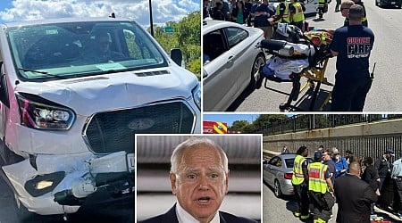 Tim Walz motorcade crashes in pile-up, leaving staffer injured