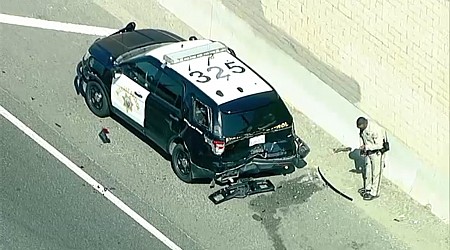 CHP officer injured after hit-and-run driver rear-ends patrol vehicle on 91 Freeway in Anaheim