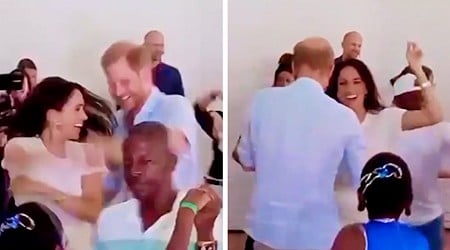 Prince Harry and Meghan Markle Dance Their Butts Off to Salsa Music in Colombia