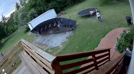 Backyard Pool Goes Flying, Narrowly Misses Kids on Trampoline During Deadly Missouri Storm