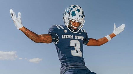 LOOK: Utah State to wear cow-pattern helmets for season opener celebrating university's agricultural history