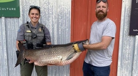 Missouri man catches state record 74-pound grass carp