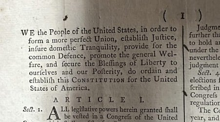 A rare 1787 copy of the US Constitution is up for auction and it could be worth millions