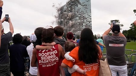 Louisiana skyscraper damaged by hurricanes imploded