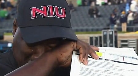 Northern Illinois coach’s raw emotion after Notre Dame upset shows best of college football