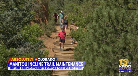 Hikers help maintain the Manitou Incline