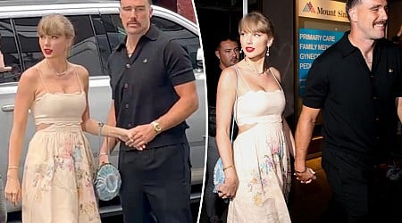 Taylor Swift and Travis Kelce coordinate in Vivienne Westwood for Karen Elson's wedding