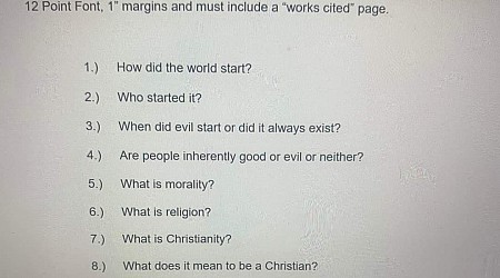 Oklahoma mother says daughter's world history assignment pushes Christianity