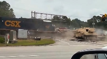 Train hits tank, truck in South Carolina