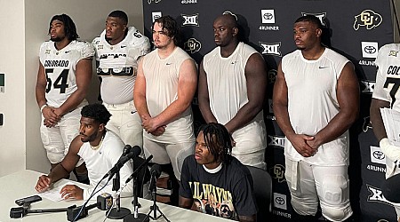 LOOK: Colorado's OL joins Shedeur Sanders, Travis Hunter for press conference after Colorado State win