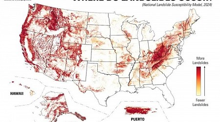 Nuevo mapa muestra los probables deslizamientos de tierra en los EE.UU.