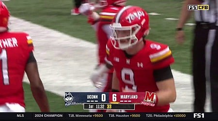 Billy Edwards Jr. connects with Tai Felton on an 18-yard TD pass as Maryland Takes early lead vs. UConn