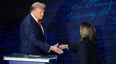 WATCH: Harris, Trump shake hands after intro