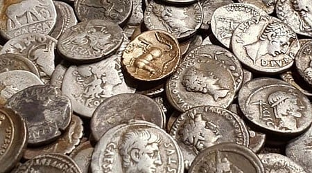 A metal detectorist inspired by Indiana Jones discovered a hoard of ancient coins. They just sold for $176,000.