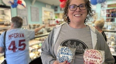 A Pennsylvania bakery known for its election cookie poll is swamped with orders