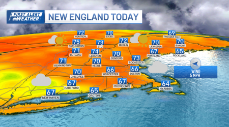 Seasonable temperatures in New England on Sunday