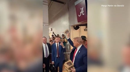 VIDEO: Trump tosses chicken tenders into crowd at Alabama vs. Georgia football game