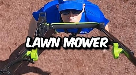 Idaho man walks over 1,100 feet with running lawn mower on his chin