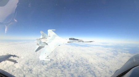 Startling video shows Russian fighter jet flying within feet of US F-16 near Alaska