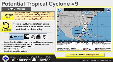 Potential Tropical Cyclone 9 path shifted further east overnight. Here's the latest