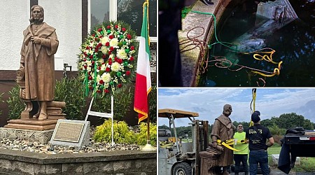 Christopher Columbus statue tossed into lake in Virginia finds new home in NYC 'burbs