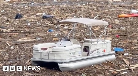 Watch: Hurricane Helene leaves lake filled with debris