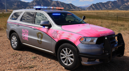 Colorado State Patrol decks out patrol car for Breast Cancer Awareness Month