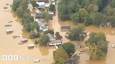 Watch: Drone footage of floods and torn-up roads in North Carolina