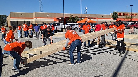 Home Depot Habitat volunteers aid veteran with start of a new home