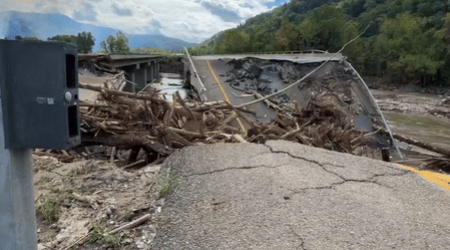 Destroyed Bridges Plunge Into Water After Hurricane Helene