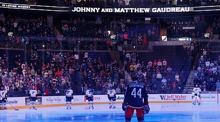 Jackets open home game with Gaudreau tributes