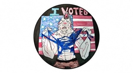 Internet picks “werewolf clawing off its own shirt” as new Michigan “I Voted” sticker