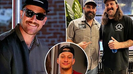 Travis Kelce celebrates 35th birthday at comedy show with brother Jason and Patrick Mahomes