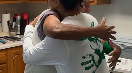 WATCH: Family paints grandpa's arms to imprint on shirts, immortalize his hugs